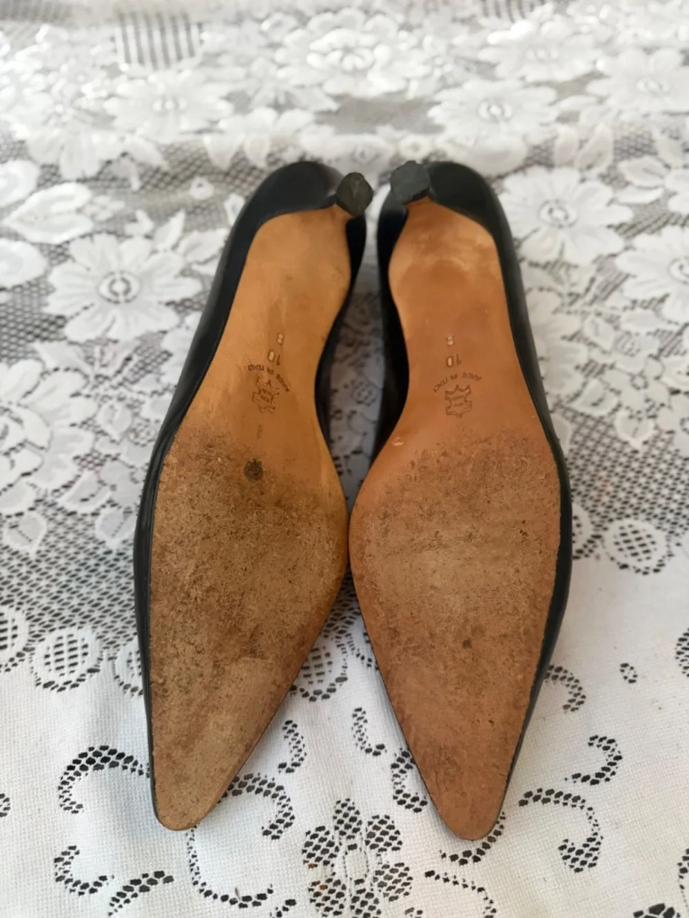 Isaac Mizrahi Black Leather Pointed Toe Penny Loafer Pumps 10B
